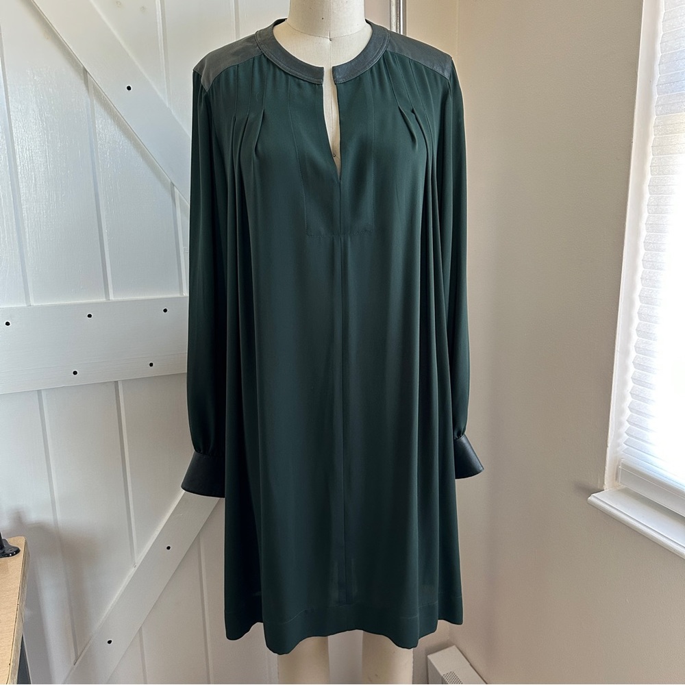 BCBG Max Azria Leather Trimmed Mini Dress